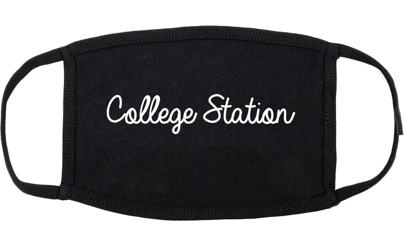 College Station Texas TX Script Cotton Face Mask Black