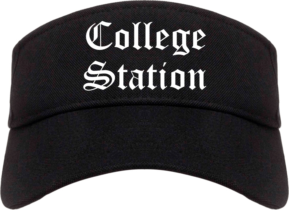 College Station Texas TX Old English Mens Visor Cap Hat Black