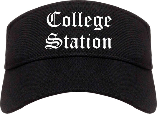 College Station Texas TX Old English Mens Visor Cap Hat Black