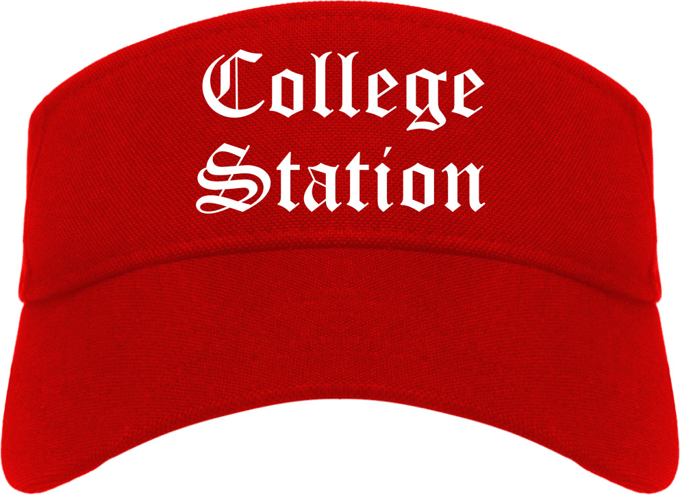 College Station Texas TX Old English Mens Visor Cap Hat Red
