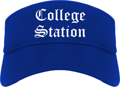 College Station Texas TX Old English Mens Visor Cap Hat Royal Blue