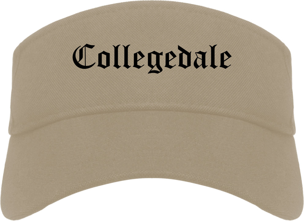 Collegedale Tennessee TN Old English Mens Visor Cap Hat Khaki