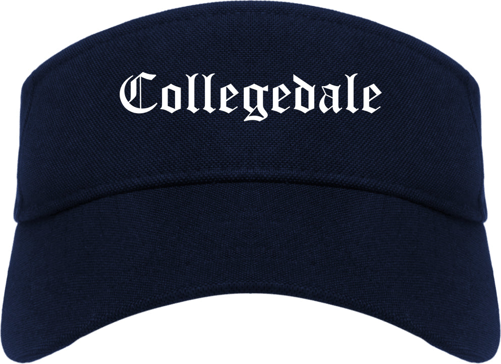 Collegedale Tennessee TN Old English Mens Visor Cap Hat Navy Blue