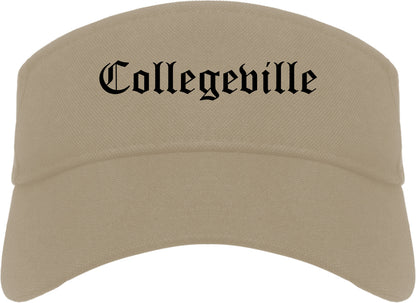 Collegeville Pennsylvania PA Old English Mens Visor Cap Hat Khaki