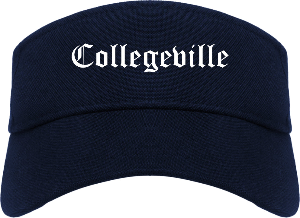 Collegeville Pennsylvania PA Old English Mens Visor Cap Hat Navy Blue