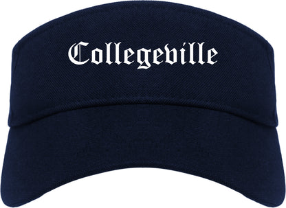 Collegeville Pennsylvania PA Old English Mens Visor Cap Hat Navy Blue