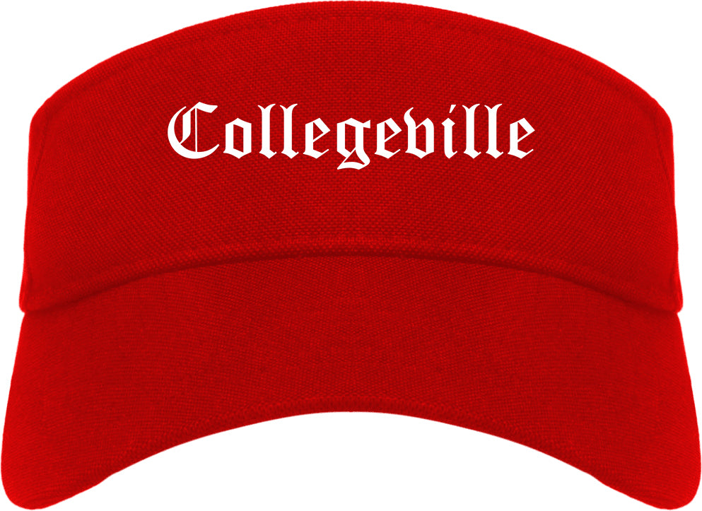 Collegeville Pennsylvania PA Old English Mens Visor Cap Hat Red