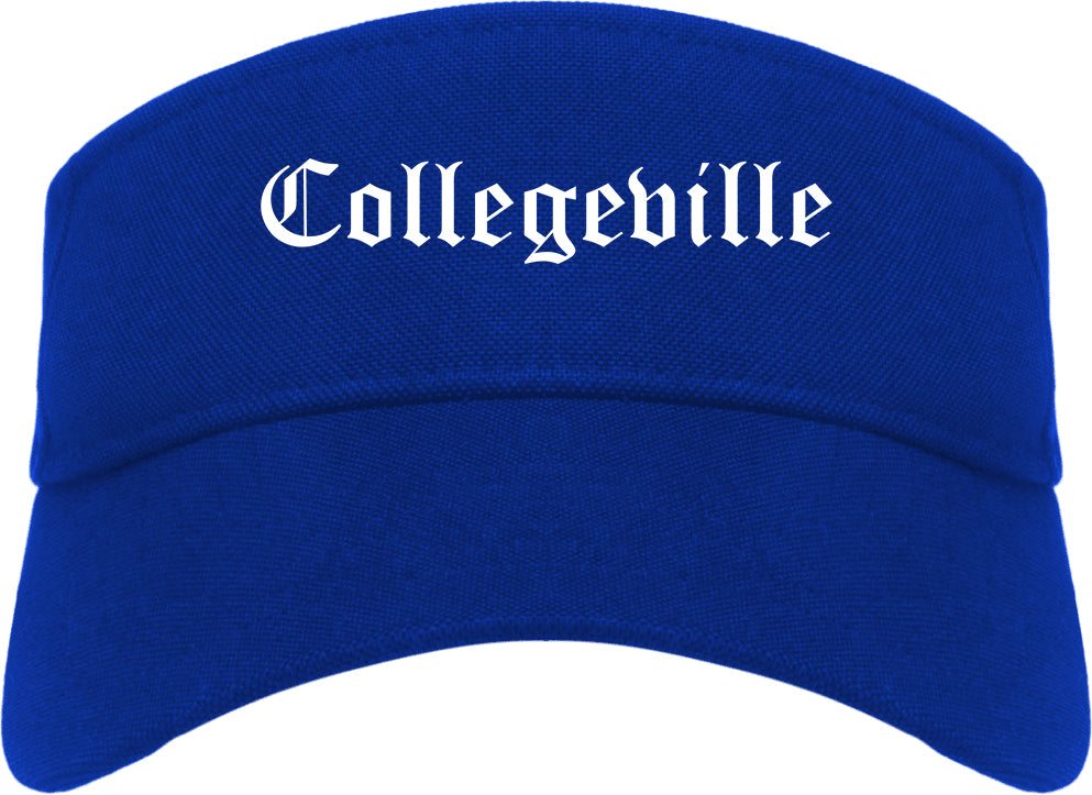 Collegeville Pennsylvania PA Old English Mens Visor Cap Hat Royal Blue
