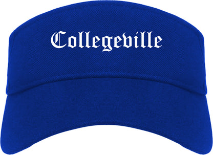 Collegeville Pennsylvania PA Old English Mens Visor Cap Hat Royal Blue