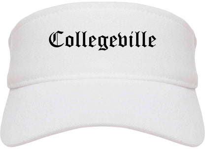 Collegeville Pennsylvania PA Old English Mens Visor Cap Hat White