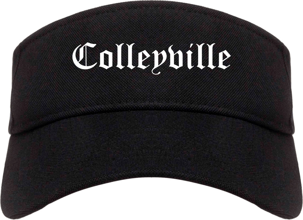 Colleyville Texas TX Old English Mens Visor Cap Hat Black