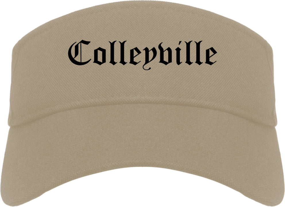 Colleyville Texas TX Old English Mens Visor Cap Hat Khaki