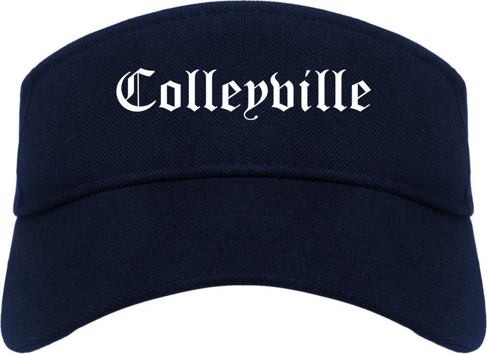 Colleyville Texas TX Old English Mens Visor Cap Hat Navy Blue