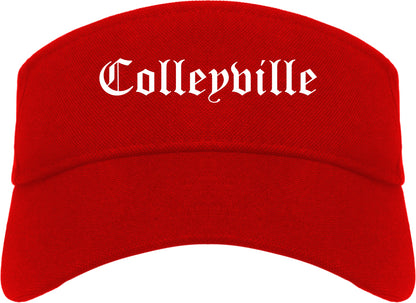 Colleyville Texas TX Old English Mens Visor Cap Hat Red