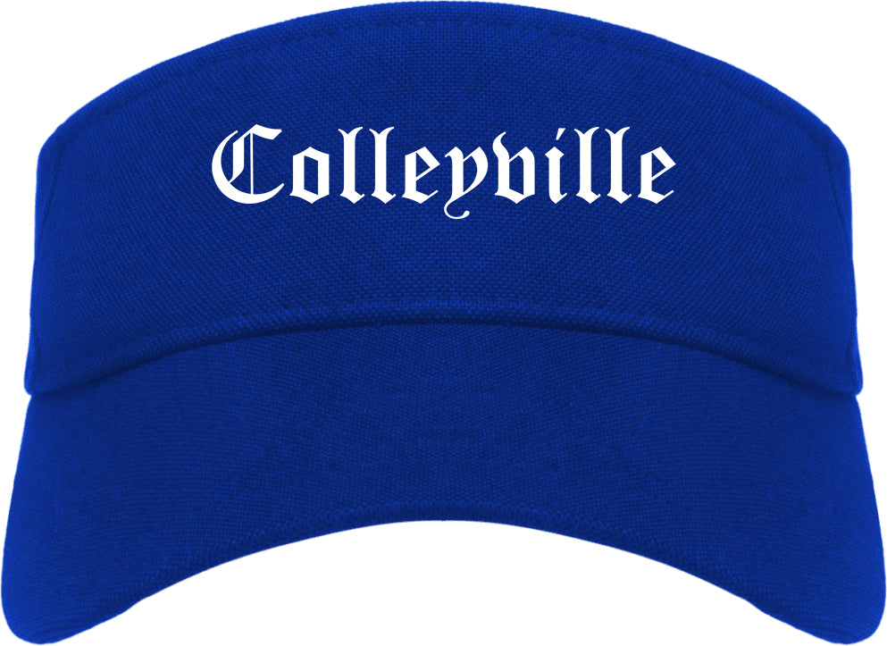 Colleyville Texas TX Old English Mens Visor Cap Hat Royal Blue