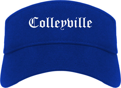 Colleyville Texas TX Old English Mens Visor Cap Hat Royal Blue