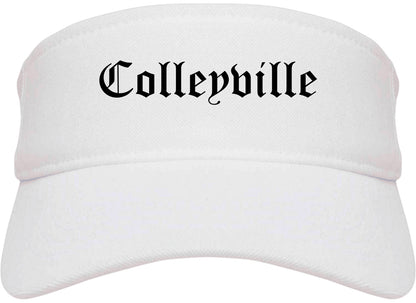 Colleyville Texas TX Old English Mens Visor Cap Hat White