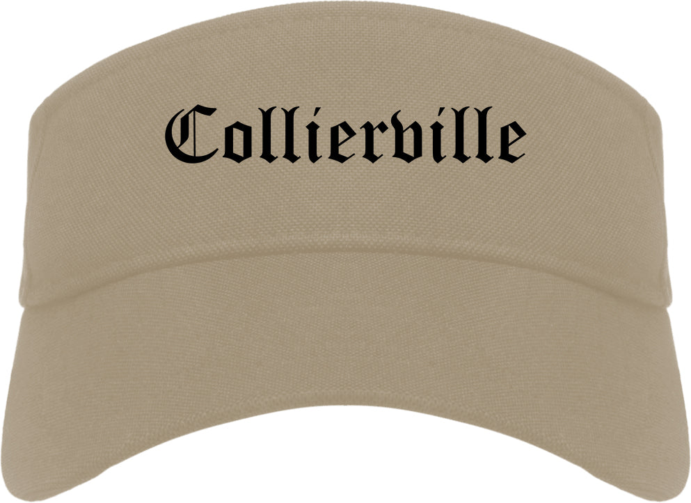 Collierville Tennessee TN Old English Mens Visor Cap Hat Khaki