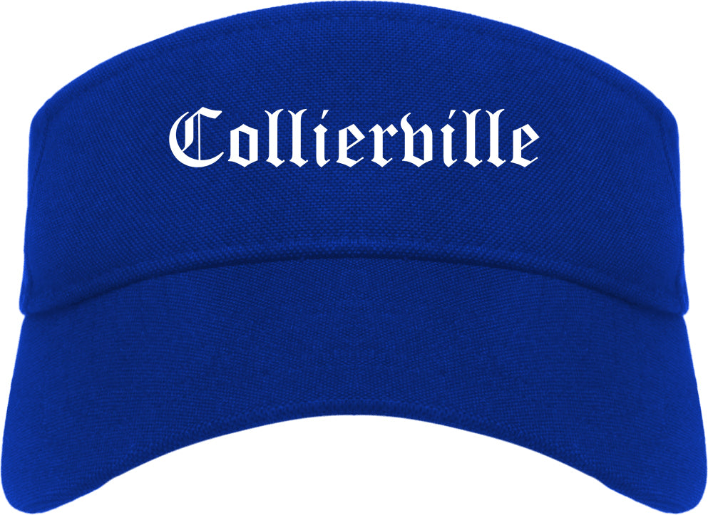 Collierville Tennessee TN Old English Mens Visor Cap Hat Royal Blue