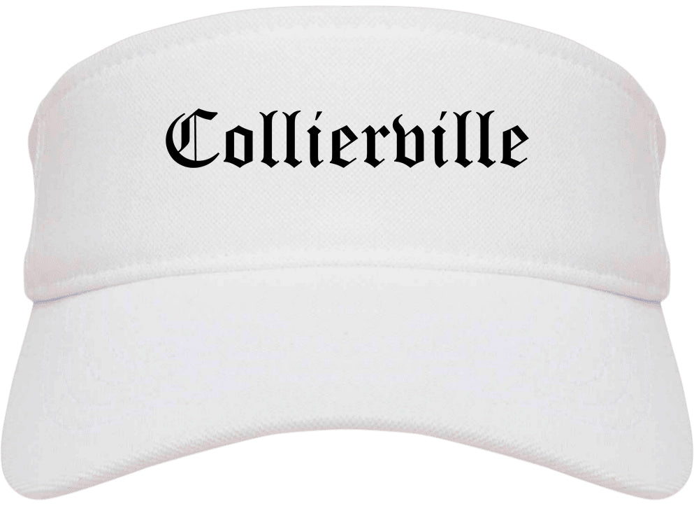 Collierville Tennessee TN Old English Mens Visor Cap Hat White
