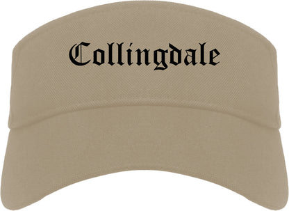 Collingdale Pennsylvania PA Old English Mens Visor Cap Hat Khaki
