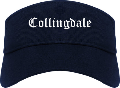 Collingdale Pennsylvania PA Old English Mens Visor Cap Hat Navy Blue