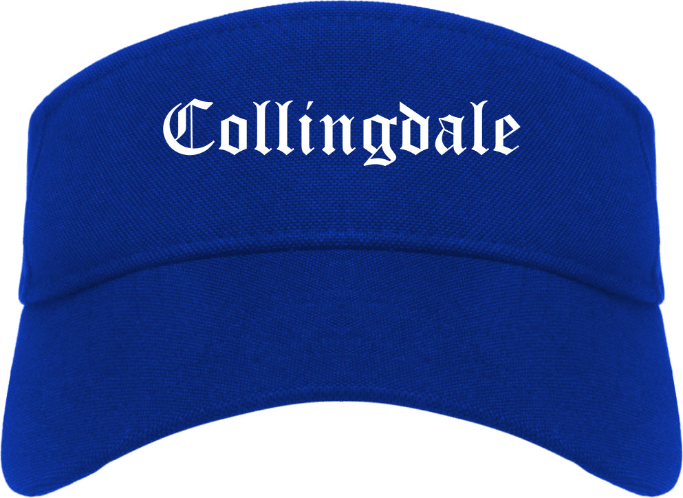 Collingdale Pennsylvania PA Old English Mens Visor Cap Hat Royal Blue