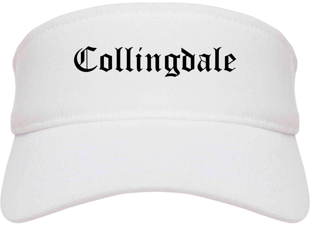 Collingdale Pennsylvania PA Old English Mens Visor Cap Hat White