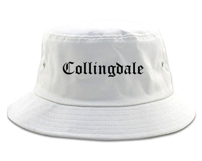 Collingdale Pennsylvania PA Old English Mens Bucket Hat White
