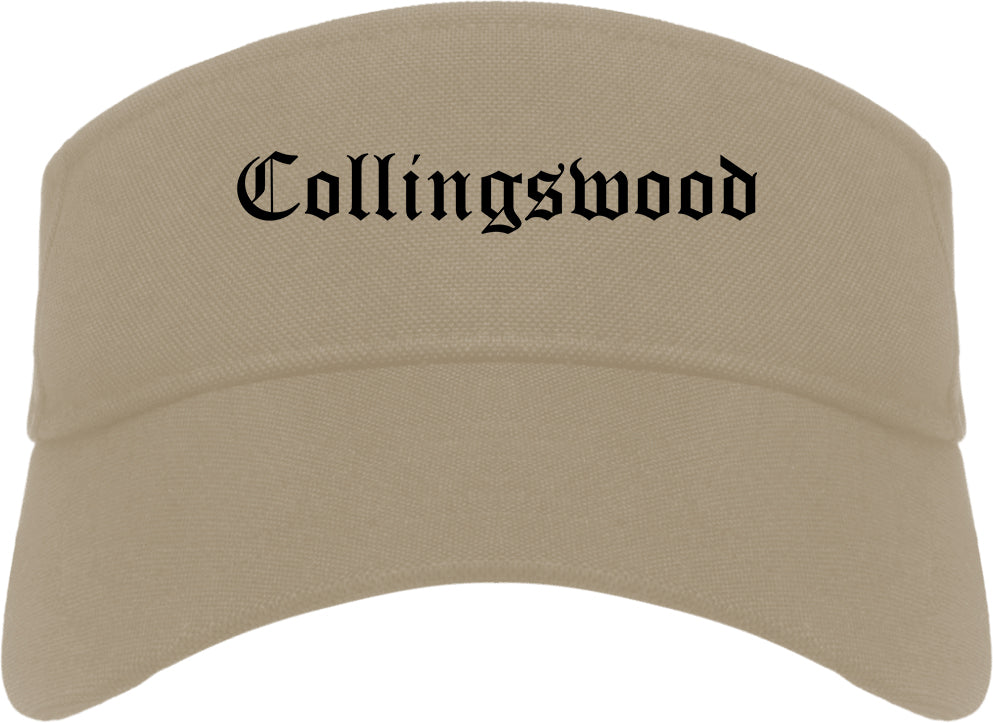Collingswood New Jersey NJ Old English Mens Visor Cap Hat Khaki