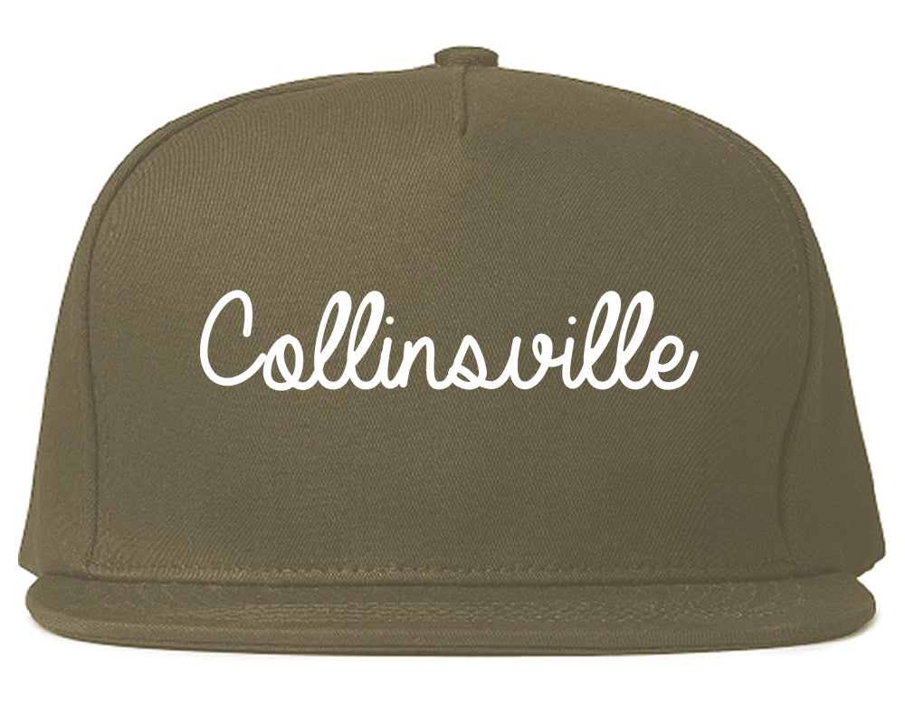 Collinsville Illinois IL Script Mens Snapback Hat Grey