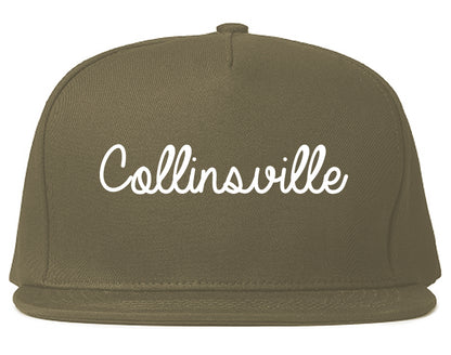 Collinsville Illinois IL Script Mens Snapback Hat Grey