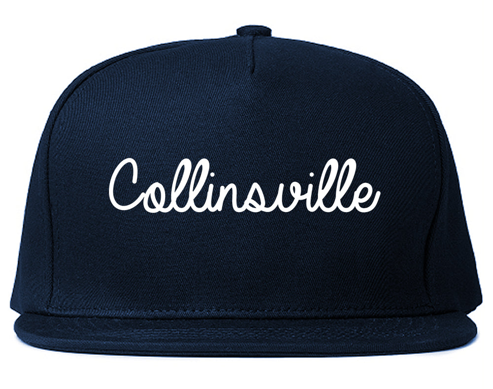 Collinsville Illinois IL Script Mens Snapback Hat Navy Blue