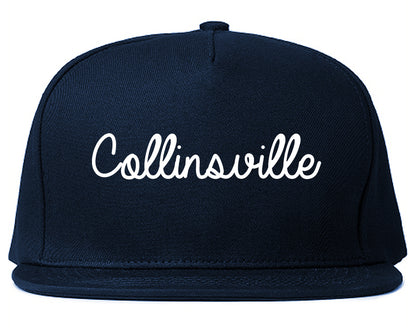 Collinsville Illinois IL Script Mens Snapback Hat Navy Blue