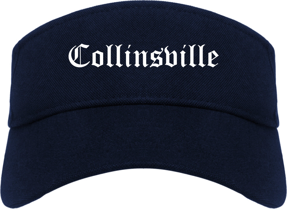 Collinsville Illinois IL Old English Mens Visor Cap Hat Navy Blue