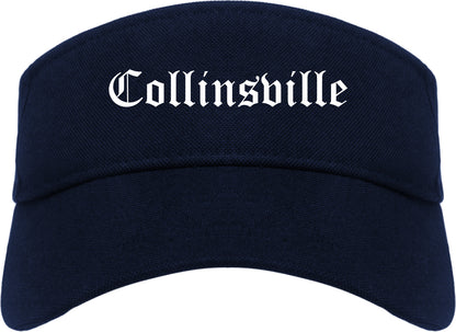 Collinsville Illinois IL Old English Mens Visor Cap Hat Navy Blue