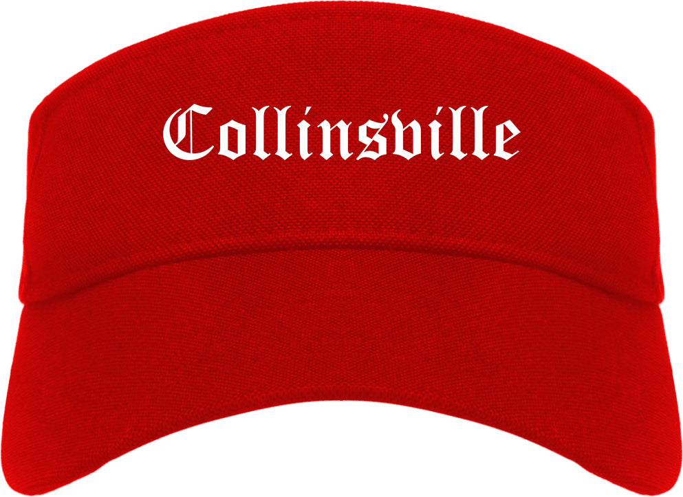 Collinsville Illinois IL Old English Mens Visor Cap Hat Red