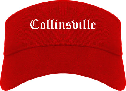 Collinsville Illinois IL Old English Mens Visor Cap Hat Red