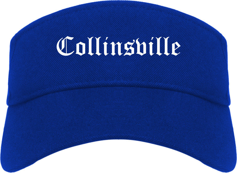 Collinsville Illinois IL Old English Mens Visor Cap Hat Royal Blue