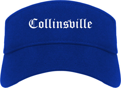Collinsville Illinois IL Old English Mens Visor Cap Hat Royal Blue