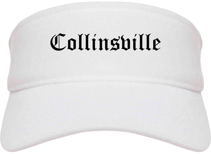 Collinsville Illinois IL Old English Mens Visor Cap Hat White