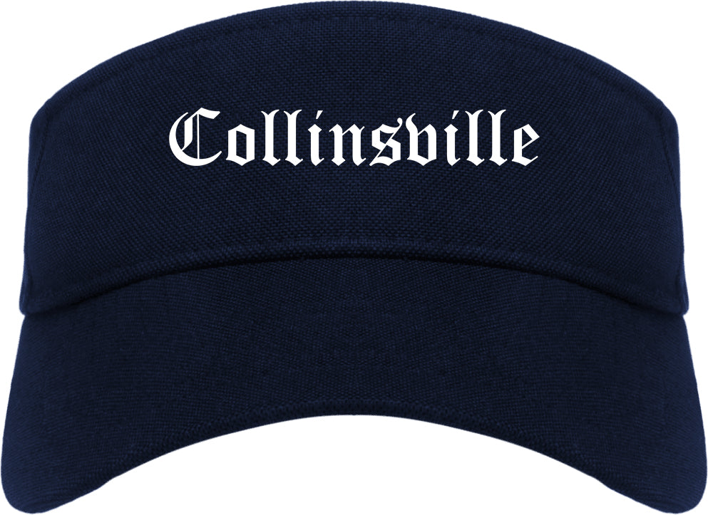 Collinsville Oklahoma OK Old English Mens Visor Cap Hat Navy Blue