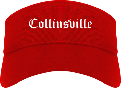 Collinsville Oklahoma OK Old English Mens Visor Cap Hat Red