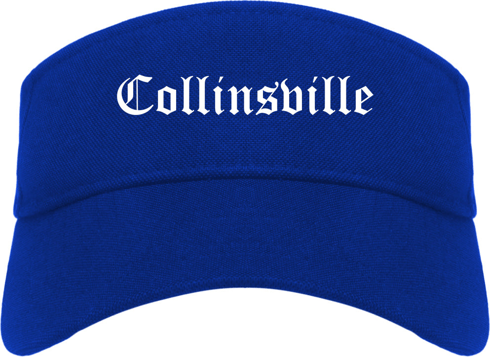 Collinsville Oklahoma OK Old English Mens Visor Cap Hat Royal Blue
