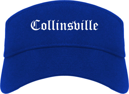 Collinsville Oklahoma OK Old English Mens Visor Cap Hat Royal Blue
