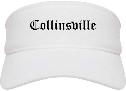 Collinsville Oklahoma OK Old English Mens Visor Cap Hat White