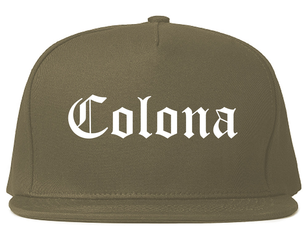 Colona Illinois IL Old English Mens Snapback Hat Grey