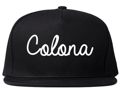 Colona Illinois IL Script Mens Snapback Hat Black