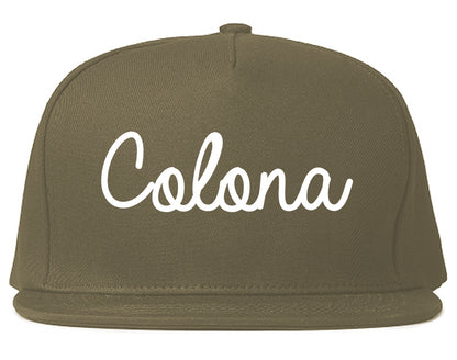 Colona Illinois IL Script Mens Snapback Hat Grey