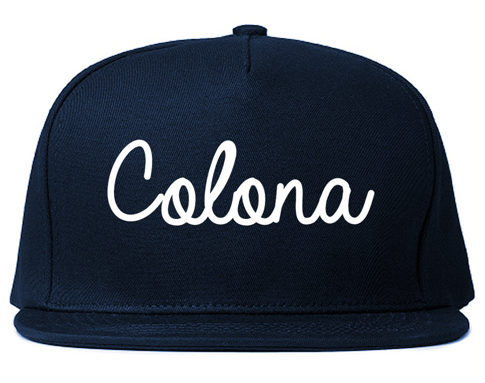 Colona Illinois IL Script Mens Snapback Hat Navy Blue